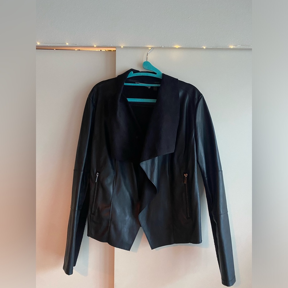 Bagatelle Open Front Faux Leather Jacket – Black, Size M